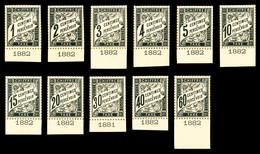 (*) N°10/21, Taxe De 1881: 1c, 2c, 3c, 4c, 5c, 10c, 15c, 20c, 30c, 40c, 60c Noir Impression Sur Bristol Dentelure Figuré - 1859-1959 Mint/hinged