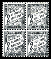 ** N°11, 2c Noir, Bloc De Quatre (2ex*), Très Frais. TTB   Qualité: **   Cote: 275 Euros - 1859-1959 Nuovi