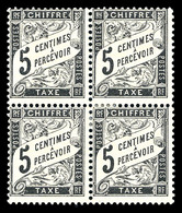* N°14, 5c Noir En Bloc De Quatre, Frais. TTB (certificat)   Qualité: *   Cote: 900 Euros - 1859-1959 Mint/hinged