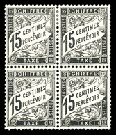 ** N°16, 15c Noir En Bloc De Quatre (2ex*), Très Bon Centrage, Fraîcheur Postale. SUP (certificat)   Qualité: ** - 1859-1959 Nuovi