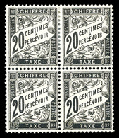 ** N°17, 20c Noir En Bloc De Quatre (2ex*), Fraîcheur Postale. SUP. R. (certificat)   Qualité: ** - 1859-1959 Mint/hinged