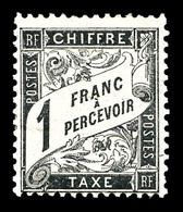 * N°22, 1f Noir. TB (certificat)   Qualité: *   Cote: 1450 Euros - 1859-1959 Mint/hinged