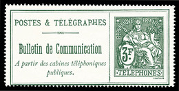 (*) N°30, 3F Vert, Timbre Très Rare En Belle Qualité, SUPERBE (signé/certificat)    Qualité: (*)   Cote: 9250 Euros - Telegraph And Telephone