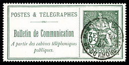 O N°30, 3f Vert, TTB (signé Calves/certificat)   Qualité: O   Cote: 920 Euros - Telegraph And Telephone