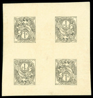 (*) N°107, 1c Gris, épreuve Sur Feuillet Composée De Deux Paires TETEBECHE Avec Pont. SUP (certificat)   Qualité: (*) - Unused Stamps