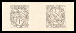 (*) N°107, 1c Gris, épreuve TETEBECHE Avec Pont. TTB (certificat)   Qualité: (*) - Unused Stamps