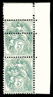 ** N°111, 5c Blanc, Double Piquage Tenant à Normal En Paire Coin De Feuille. TTB   Qualité: ** - Unused Stamps