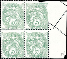 * N°111, 5c Blanc, Bd4 Dont 1ex Avec Variété De Piquage Defectueux B/TB   Qualité: * - Unused Stamps