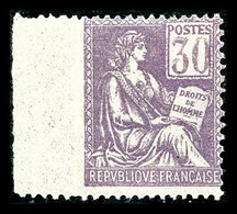 * N°115, 30c Violet Dentelé Sur 3 Cotés, Bord De Feuille Latéral Gauche, SUP (certificat)   Qualité: * - Unused Stamps