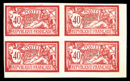 ** N°119a, 40c Rouge Et Bleu NON DENTELE En Bloc De Quatre Coin De Feuille (1ex*), SUP (certificat)   Qualité: ** - Unused Stamps