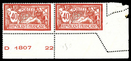 * N°119i, 40c Merson, Piquage Oblique Par Pliage Tenant à Normal Cdf Numéroté. TTB   Qualité: * - Unused Stamps