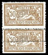 * N°120, 50c Merson, Piquage Décalé Tenant à Normal. SUP (certificat)   Qualité: * - Unused Stamps