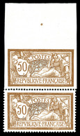 ** N°120e, 50c Merson, Non Dentelé Tenant à Dentelé * En Paire Haut De Feuille Avec Point De Repère. SUP   Qualité: **   - Unused Stamps