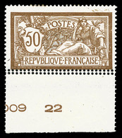 * N°120, 50c Merson, Piquage Double, Bdf. TTB (certificat)   Qualité: *   Cote: 725 Euros - Unused Stamps