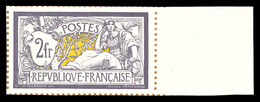 (*) N°122, 2F Violet Et Jaune: Tirage Sur Bristol Avec Dentelure Figurée, Bord De Feuille, Très Jolie Pièce, R.R. (certi - Unused Stamps