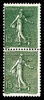 ** N°130, 15c Semeuse, Impression Surencrée Tenant à Normal. SUP (certificat)   Qualité: ** - Unused Stamps