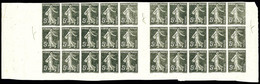 (*) N°137, 5c Semeuse, ESSAI EN NOIR Sur Verdâtre, Bloc De 30 Exemplaires Avec Interpanneau Et Bords. SUPERBE. R.R. (cer - Unused Stamps