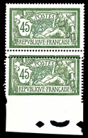 (*) N°143, Merson 45c: Dentelé Sur 3 Cotés (décalé) Tenant à Normal En Paire Bas De Feuille. SUP. R.R. (certificat)   Qu - Unused Stamps