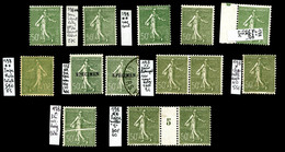 ** N°198, 50c Semeuse, Ensemble De 12 Exemplaires Dont Pli Accordéon Et Rectoverso. TB   Qualité: ** - Unused Stamps