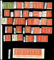 ** N°199, 50c Semeuse, Ensemble De 27 Exemplaires Dont Pli Accordéon, Bdf Avec Pub Aiglon, Piquage à Cheval, Impression  - Unused Stamps