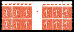 ** N°199n, 50c Semeuse: FAUX DE MARSEILLE En Bloc De 12 Ex Avec Interpanneau. TTB   Qualité: **   Cote: 600 Euros - Unused Stamps