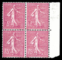 * N°202e, 75c Semeuse, '7' Coloré Sur 2 Ex Tenant à Normaux Bdf. TB (signé Brun)   Qualité: *   Cote: 450 Euros - Unused Stamps