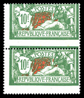 ** N°207, 10F Merson, Piquage à Cheval En Paire Verticale. SUP. R. (certificat)   Qualité: ** - Unused Stamps