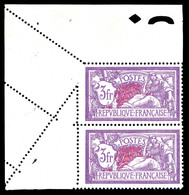 ** N°240f, 3f Merson, Piquage Oblique Par Pliage En Paire Coin De Feuille. SUP. R. (certificat)   Qualité: **   Cote: 14 - Unused Stamps