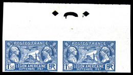 ** N°245a, Légion Américaine, 1F50 Outremer Non Dentelé En Paire Coin De Feuille Avec Perforations De Contrôle, RARE ET  - Unused Stamps