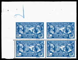 ** N°245d, Légion Américaine 1F50 Bleu: 2 Exemplaires Non Dentelés Tenant à Dentelés En Bloc De Quatre Coin De Feuille,  - Unused Stamps