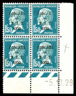 * N°265, 1f50 Pasteur, Surcharge Incomplete: 2ex 'CONG E' Tenant à Normaux** En Bd4 Cdf Daté. TTB (certificat)   Qualité - Unused Stamps