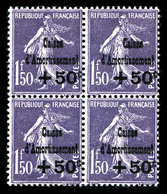 ** N°268a, C De Caisse Au Dessus Du Premier T D'amortissement Tenant à Normaux Dans Un Bloc De Quatre, TB (certificat)   - Unused Stamps