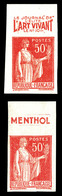 * N°283, 50c Paix, 2 Ex Avec Bande Pub Non Dentelés 'Art Vivant' Et 'Menthol'. TB   Qualité: * - Unused Stamps