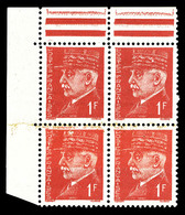 ** N°514, 1F Pétain, Impression Sur Raccord En Bloc De Quatre Cdf. TTB   Qualité: ** - Unused Stamps