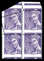 ** N°548, 40c Mercure, Piquage Oblique Par Pliage + à Cheval En Bd4 Cdf. TB   Qualité: ** - Unused Stamps