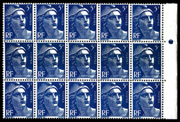 ** N°719B, Gandon, 5F Bleu: Impression Sur Raccord Panneau De 15 Exemplaires. TTB (certificat)   Qualité: **   Cote: 650 - Unused Stamps