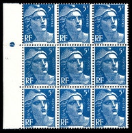 ** N°719B, 5F Gandon, Impression Sur Raccord En Bloc De 9 Exemplaires Bdf. TTB (certificat)   Qualité: ** - Unused Stamps