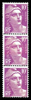 ** N°811, 10f Gandon, Impression Sur Raccord En Bde De 3. TB   Qualité: **   Cote: 130 Euros - Unused Stamps