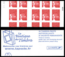 ** N°3419C16, Luquet TVP Rouge, Carnet De 10 Autocolant, PREDECOUPAGE A CHEVAL Des Timbres Et De La Couverture, Moins De - Nuovi