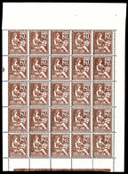 ** N°113, Mouchon, 20c Brunlilas En PANNEAU DE 25 EXEMPLAIRES, Fraîcheur Postale, RARE Et SUPERBE (certificat)   Qualité - Full Sheets