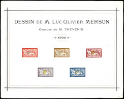 (*) Merson, épreuve Collective De 1900: La Série De 5 Valeurs Du 40c Au 5F, Pièce Exceptionnelle, Grande Raretée, SUPERB - Prove Di Lusso