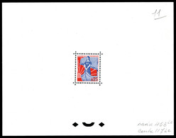 (*) N°1234, 25c Marianne à La Nef, Epreuve De Couleur Adoptée Dentelée Sur Petit Feuillet. SUPERBE. R.R. (certificat)    - Artist Proofs