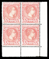 ** MONACO, N°5, Charles III, 15c Rose En Bloc De Quatre Cdf, Fraîcheur Postale, SUP (certificat)   Qualité: ** - Altri & Non Classificati