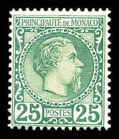 * MONACO, N°6, Charles III, 25c Vert, Gomme Partielle. TB (signé Brun/certificat)   Qualité: *   Cote: 1020 Euros - Andere & Zonder Classificatie