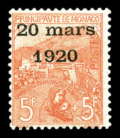 * MONACO, N°43, Mariage, 5F +5F ROSE FONCE Sur Verdâtre, Bon Centrage, Quasi **. SUPERBE Et RARE (signé Calves/certifica - Autres & Non Classés