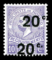 * MONACO, Poste Aérienne, N°11a, 20c Sur 10c Violet, Double Surcharge. SUPERBE. R.R. (signé/certificat)   Qualité: *   C - Posta Aerea