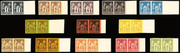 (*) COLONIES GENERALES, SAGE, Tirage Spécial De 1900 Sur Bristol, On Ne Connait Que 2 Panneaux De 25 Timbres Découpés: 1 - Aigle Impérial