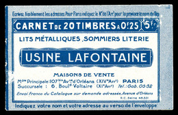 ** ALGERIE, Carnets, N°5, Série 60, USINE LAFONTAINE Et GUYOT, Légère Trace De Charnière Sur Couverture. TTB (certificat - Nuovi