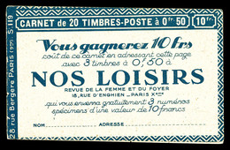 ** ALGERIE, Carnets, N°12, Série 119, NOS LOISIRS Et GUYOT, Légère Adhérence. TB   Qualité: **   Cote: 500 Euros - Nuovi