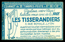 ** ALGERIE, Carnets, N°13, Série 170, LES TISSERANDIERS Et EU, Point Roux Sinon TB   Qualité: **   Cote: 500 Euros - Neufs